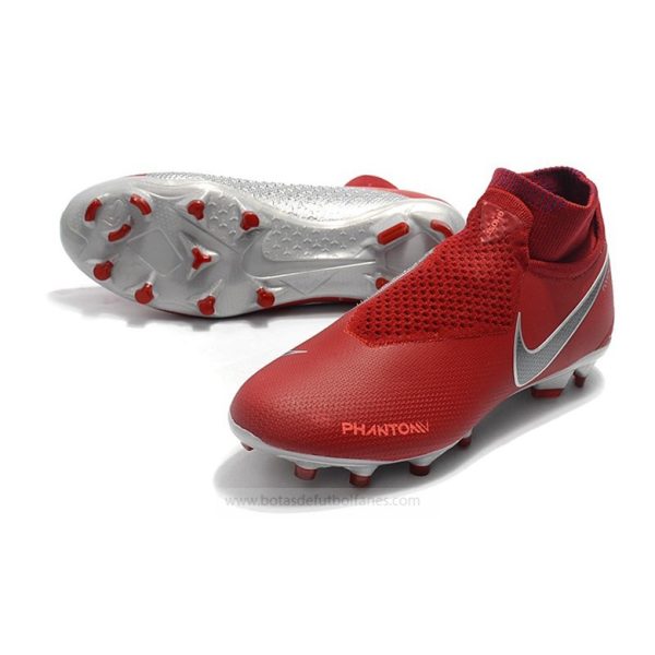 Nike Phantom Vision Elite DF FG Rojo Plata